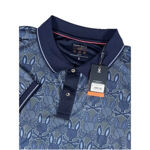 Psycho Bunny Reeves Bunny Print Sport Evening Blue Polo Shirt Men's Sz 4XL NWT